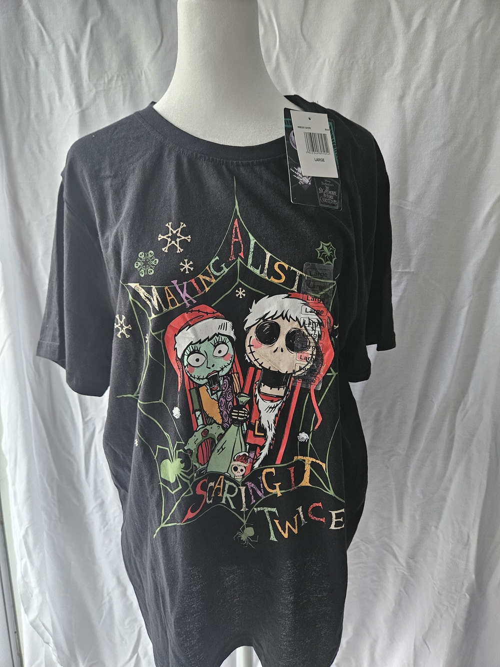 The Nightmare Before Christmas Black Graphic Tee - 'Making A List'